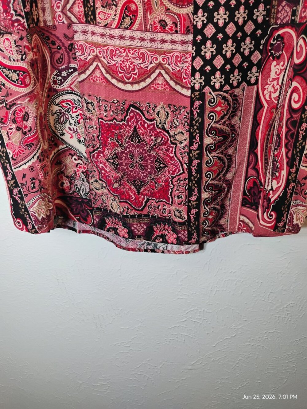 Avenue Plus Size Peasant Top – Size 26/28 – Pink & Black Paisley Patchwork - Picture 5 of 10